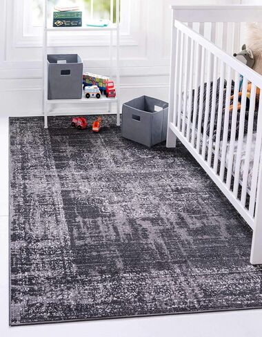 Unique Loom Aarhus Collection Vintage Border Area Rug_AAR003, 10 ft x 13 ft, Dark Gray/Gray in Kuwait