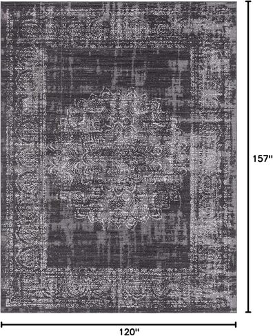 Unique Loom Aarhus Collection Vintage Border Area Rug_AAR003, 10 ft x 13 ft, Dark Gray/Gray in Kuwait