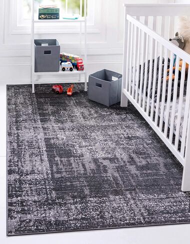 Unique Loom Aarhus Collection Vintage Border Area Rug_AAR003, 10 ft x 13 ft, Dark Gray/Gray in Kuwait
