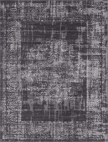 Unique Loom Aarhus Collection Vintage Border Area Rug_AAR003, 10 ft x 13 ft, Dark Gray/Gray in Kuwait