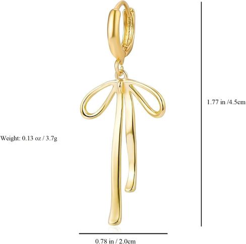 Trendy Bow Earrings for Women Cute 14K Gold Bow Knot Stud Hoop Earrings, Charm Long Drop Dangle Bow Earrings Christmas Hook Huggie Ear Jewelry Gifts in Saudi Arabia