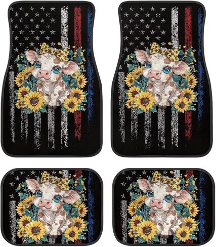 Anti-dust Automotive Floor Mats Washable Floor Mats with 4 Pieces Heavy Duty Protection Red Mushroom Print Car Floor Carpets for Man Woman in Saudi Arabia