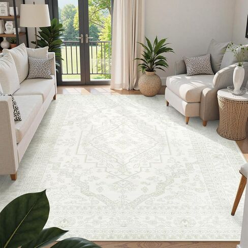 Seavish Black Rug for Living Room 5x7 Oriental Medallion Area Rugs for Bedroom Aesthetic Low Pile Thin Dining Room Rug Soft Neutral Washable Area Rugs Farmhouse Floor Carpet for Entryway Home Office in Saudi Arabia