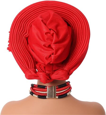African Turban Cap Nigeria Aoto Gele Head Ties with Flowers for Women Wedding Party Head Wraps in Kuwait