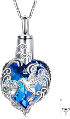 WINNICACA Cremation Jewelry Moon and Stars/Dolphin/Hummingbird Urn Necklace Sterling Silver Heart Crystal Pendant for Ashes Keepsake Memorial Cremation Jewelry Gift for Woman Men in Saudi Arabia
