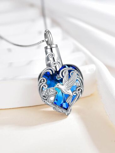 WINNICACA Cremation Jewelry Moon and Stars/Dolphin/Hummingbird Urn Necklace Sterling Silver Heart Crystal Pendant for Ashes Keepsake Memorial Cremation Jewelry Gift for Woman Men in Saudi Arabia