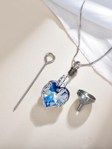 WINNICACA Cremation Jewelry Moon and Stars/Dolphin/Hummingbird Urn Necklace Sterling Silver Heart Crystal Pendant for Ashes Keepsake Memorial Cremation Jewelry Gift for Woman Men in Saudi Arabia
