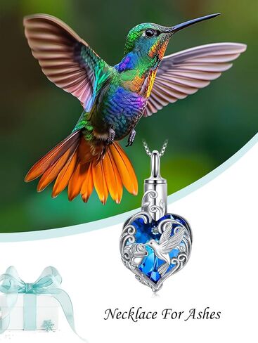 WINNICACA Cremation Jewelry Moon and Stars/Dolphin/Hummingbird Urn Necklace Sterling Silver Heart Crystal Pendant for Ashes Keepsake Memorial Cremation Jewelry Gift for Woman Men in Saudi Arabia