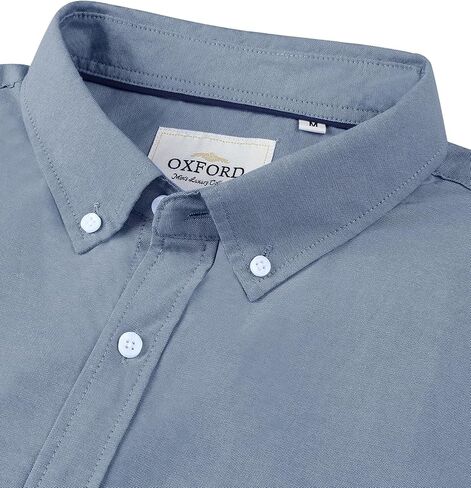 Alimens & Gentle Men's Short Sleeve Oxford Shirt Regular Fit Button Down Collar Shirts with Pocket in Kuwait