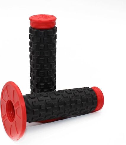 2PCS Motorcycle Hand Grip, 7/8'' 22mm 24mm Left Right Rubber Motorbike Pillow Thruster Grips, Anti-Slip Racing Handlebar Grips, Universal for Motocross Scooter Dirt Bike (Red/Black) in Saudi Arabia