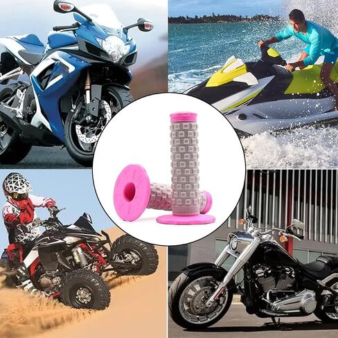 2PCS Motorcycle Hand Grip, 7/8'' 22mm 24mm Left Right Rubber Motorbike Pillow Thruster Grips, Anti-Slip Racing Handlebar Grips, Universal for Motocross Scooter Dirt Bike (Red/Black) in Saudi Arabia