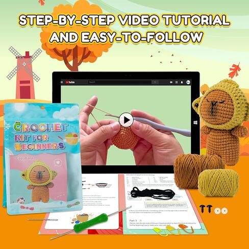 Crochet Kit for Beginners Adults Starter Friendly Crochet Kit with Step-by-Step Video Tutorials,Learn to Cute Gorilla Crochet Animal Kits,DIY Knitting Supplies,Easy Peasy Yarn for Crochet Lovers in Kuwait