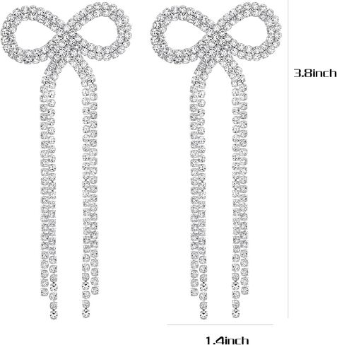 Bow Earrings Rhinestone Bow Earrings Pearl Bow Earrings Statement Earrings for Women in Saudi Arabia