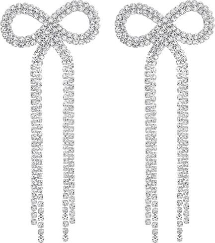 Bow Earrings Rhinestone Bow Earrings Pearl Bow Earrings Statement Earrings for Women in Saudi Arabia