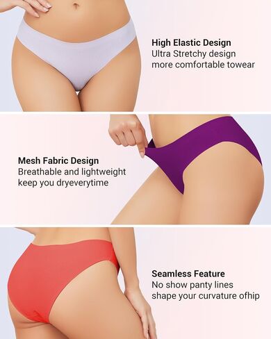 Seamless Underwear for Women, Womens Seamless Bikini Cheeky Underwear No Show Breathable Invisibles Panties, S-XL in Saudi Arabia