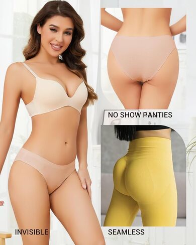Seamless Underwear for Women, Womens Seamless Bikini Cheeky Underwear No Show Breathable Invisibles Panties, S-XL in Saudi Arabia