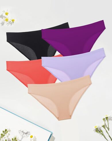 Seamless Underwear for Women, Womens Seamless Bikini Cheeky Underwear No Show Breathable Invisibles Panties, S-XL in Saudi Arabia