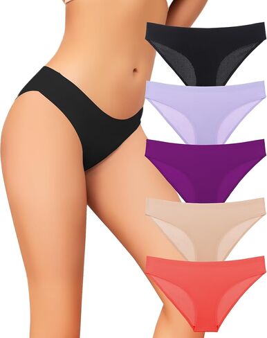 Seamless Underwear for Women, Womens Seamless Bikini Cheeky Underwear No Show Breathable Invisibles Panties, S-XL in Saudi Arabia