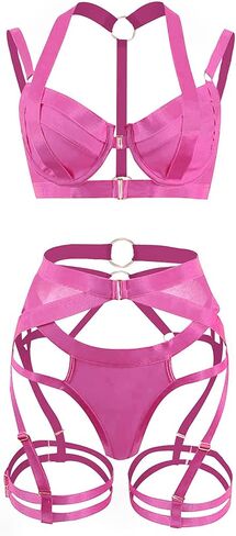 مجموعة الملابس الداخلية المثيرة المشاغب مع Underwire رفع حزام الرباط الملابس الداخلية مجموعة الملابس الداخلية الصدرية واللباس الداخلي 5 قطعة الملابس الداخلية in Kuwait