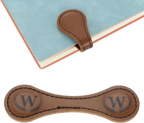 uxcell Personalized Magnetic Leather Bookmark, 26 Letters Bookmark Customized Initial Bookmarks Vintage Magnetic Book Marks Text Book Marker Clip for Book Lovers Teacher (Dark Brown/L) in Saudi Arabia