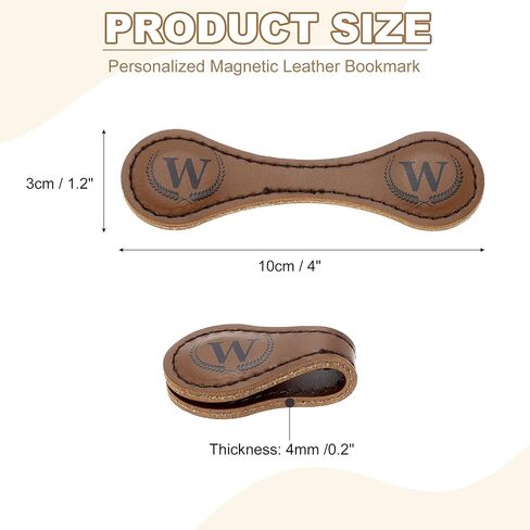 uxcell Personalized Magnetic Leather Bookmark, 26 Letters Bookmark Customized Initial Bookmarks Vintage Magnetic Book Marks Text Book Marker Clip for Book Lovers Teacher (Dark Brown/L) in Saudi Arabia