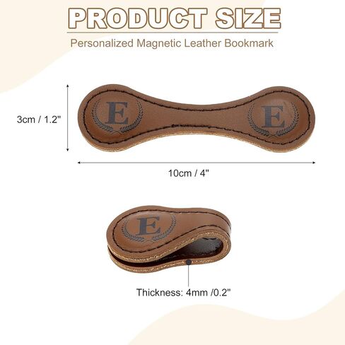 uxcell Personalized Magnetic Leather Bookmark, 26 Letters Bookmark Customized Initial Bookmarks Vintage Magnetic Book Marks Text Book Marker Clip for Book Lovers Teacher (Dark Brown/L) in Saudi Arabia