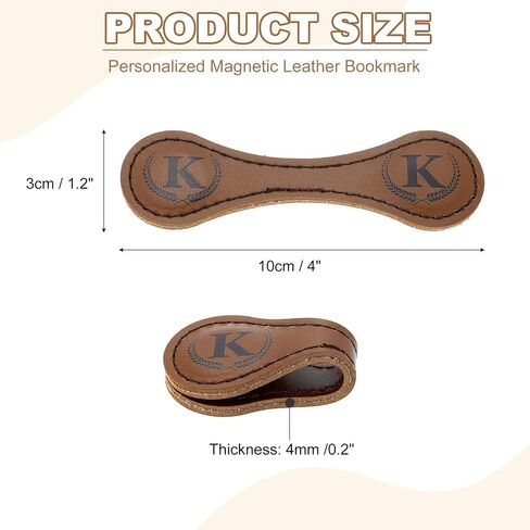 uxcell Personalized Magnetic Leather Bookmark, 26 Letters Bookmark Customized Initial Bookmarks Vintage Magnetic Book Marks Text Book Marker Clip for Book Lovers Teacher (Dark Brown/L) in Saudi Arabia