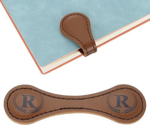 uxcell Personalized Magnetic Leather Bookmark, 26 Letters Bookmark Customized Initial Bookmarks Vintage Magnetic Book Marks Text Book Marker Clip for Book Lovers Teacher (Dark Brown/L) in Saudi Arabia
