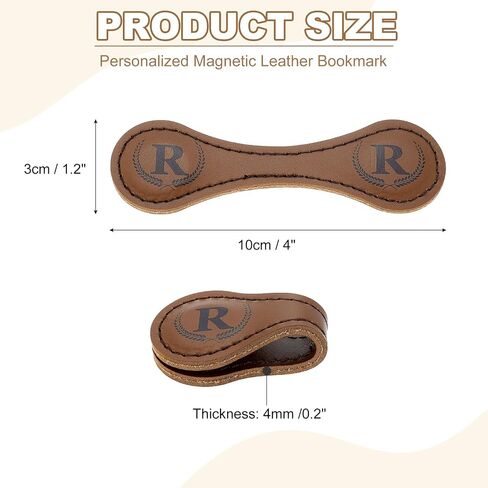 uxcell Personalized Magnetic Leather Bookmark, 26 Letters Bookmark Customized Initial Bookmarks Vintage Magnetic Book Marks Text Book Marker Clip for Book Lovers Teacher (Dark Brown/L) in Saudi Arabia