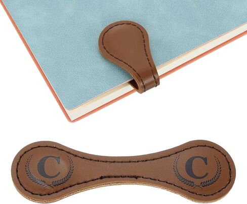 uxcell Personalized Magnetic Leather Bookmark, 26 Letters Bookmark Customized Initial Bookmarks Vintage Magnetic Book Marks Text Book Marker Clip for Book Lovers Teacher (Dark Brown/L) in Saudi Arabia