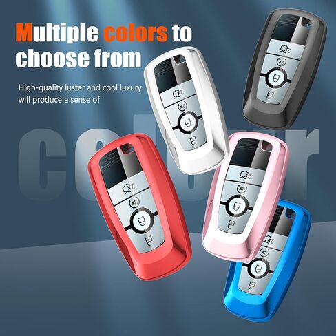 for Ford Key Fob Cover with Leather Keychain, Soft TPU Key Case Compatible with Ford Bronco Escape Expedition Explorer F150 F250 F350 F450 F550 Fusion Maverick Mondeo Ranger Smart Remote(Pink) in Saudi Arabia