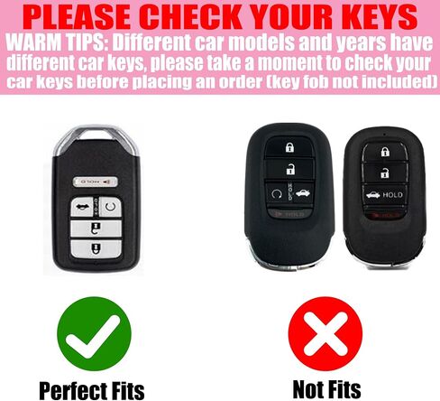Key Fob Cover with Diamond Heart Keychain Car Key Holder Compatible with 2016-2022 Honda Accord Civic CRV Pilot Ridgeline Passport Remote Key Protector for Women, 5 Buttons (Pink-Wrist Rope) in Saudi Arabia