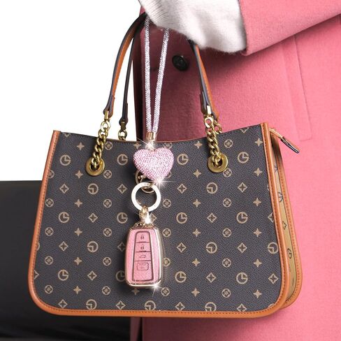 Key Fob Cover with Diamond Heart Keychain Car Key Holder Compatible with 2016-2022 Honda Accord Civic CRV Pilot Ridgeline Passport Remote Key Protector for Women, 5 Buttons (Pink-Wrist Rope) in Saudi Arabia