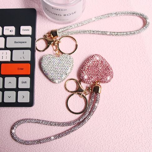 Key Fob Cover with Diamond Heart Keychain Car Key Holder Compatible with 2016-2022 Honda Accord Civic CRV Pilot Ridgeline Passport Remote Key Protector for Women, 5 Buttons (Pink-Wrist Rope) in Saudi Arabia