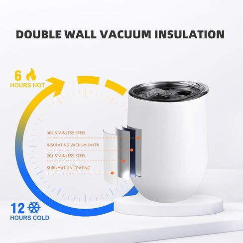 ColorSub Sublimation Straight Wine Tumblers 12oz, 16 Pack Stainless Steel Double Wall Sublimation Blanks Wine Cups with Lids & Straws, Brush, Shrink Wrap, Silicone Straw Tips, Gift Box in Kuwait