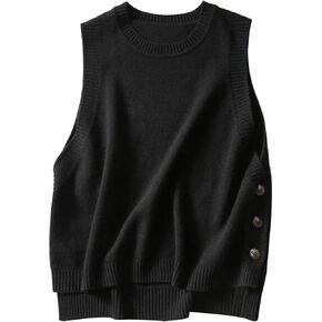 ZUEVI Women’s Sweater Vest Round Neck Knit Pullover Vests Trendy Classic Sleeveless Pullover Sweaters Tops
