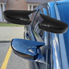 2PCS Rear View Side Mirror Cover Door Side Mirror Cover Cap Compatible with 2011-2021 Dodge Charger 2011-2020 Chrysler 200 300 Horn Style (Glossy Black)