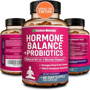 (2 Pack) Hormone Balance + Probiotics for Women (3450mg) Natural Relief for Menopause, Hot Flashes, PMS, Bloating | 4:1 Chasteberry, Dong Quai, Black Cohosh | Non GMO|240 V Capsules