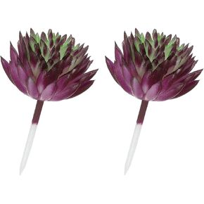 Artificial Succulent Plants - 2 Pack Fake Succulents Fits for Hone Decor - Plastic Faux Succulents Plant- (6cm x 3.5cm, Dark Purple Green)