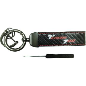 Motorcycle Carbon Fiber Look Keychain Microfiber Leather Key Chains Fobs 360 Degree Rotatable with Anti-Lost D-Ring Metal Holder Tag With Logo Compatible With Yamaha Tenere 700 XTZ07 XTZ700 Tenere700