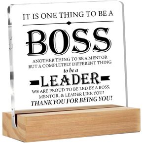Thank You Boss Gifts for Women Men, Boss Appreciation Gifts, a Truly Great Boss Hard to Find Clear Acrylic Desk Decorative Sign for Home Office, 4 x 4 Inches