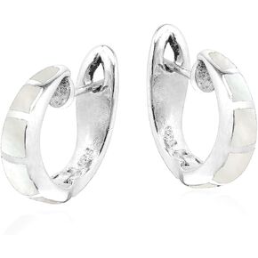 AeraVida Stylish White Mother of Pearl Inlay 925 Sterling Silver C Hoop Earrings | Sterling Silver Hoop Earrings | Earrings for Women | Hoop Earrings | Gift for Daughter, Mother’s Day, Birthday in Saudi Arabia