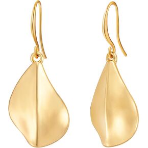 Gold Earrings 14k Gold Plated Dangle Earrings for Women Hammered Disc Geometric Teardrop Baroque Pearls Big Gold Hoops Dangle Earrings for Women Gifts