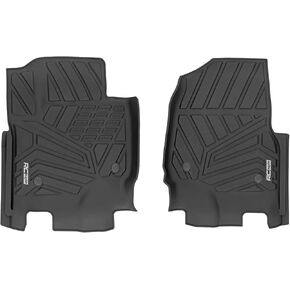 Rough Country Front Flex-Fit Floor Mats for Ford F-250/F-350 SuperDuty (2017-2024) - Non-Slip TPE Rubber Mat, Waterproof, Front Set