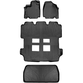 MAXLINER Floor Mats 3 Rows and Cargo Liner Set Black for 2011-2017 Honda Odyssey