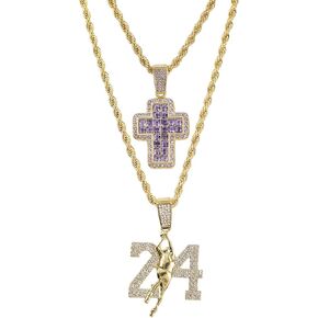 Men's Iced-Out Basketball Multi Pendant with 4mm Rope Chain – Sports-Inspired Hip-Hop Necklace