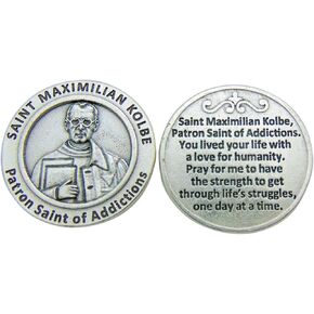 St Maximillian Kolbe 1 1/4 Inch Healing Saint Pocket Token Patron of Addictions