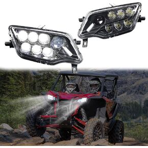 LED Headlights Assembly Compatible with 2016-2024 Honda Pioneer 1000 700; 2019-2024 Talon 1000; 2014-2021 Rancher/Foreman/Rubicon Accessories Head Lamps with High & Low Beams (2PCS)