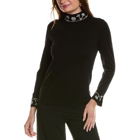 Anne Klein Women's Embellish Bell Sleeve Mock Neck