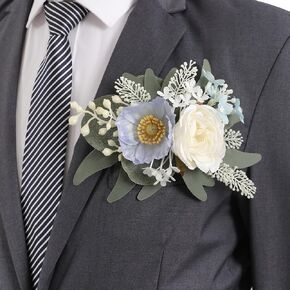 Pocket Boutonniere for Groom and Groomsmen Boutonniere for Men Groom for Wedding, Prom, Homecoming, Anniversary, Graduation, etc.